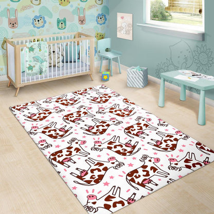 Cartoon Happy Dairy Cow Pattern Print Area Rug GearFrost