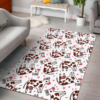 Cartoon Happy Dairy Cow Pattern Print Area Rug GearFrost