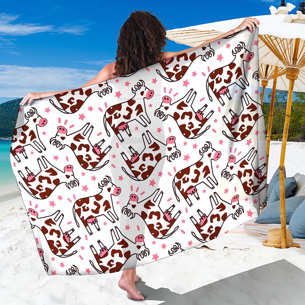 Cartoon Happy Dairy Cow Pattern Print Beach Sarong Wrap