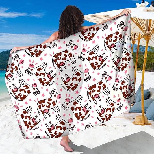 Cartoon Happy Dairy Cow Pattern Print Beach Sarong Wrap