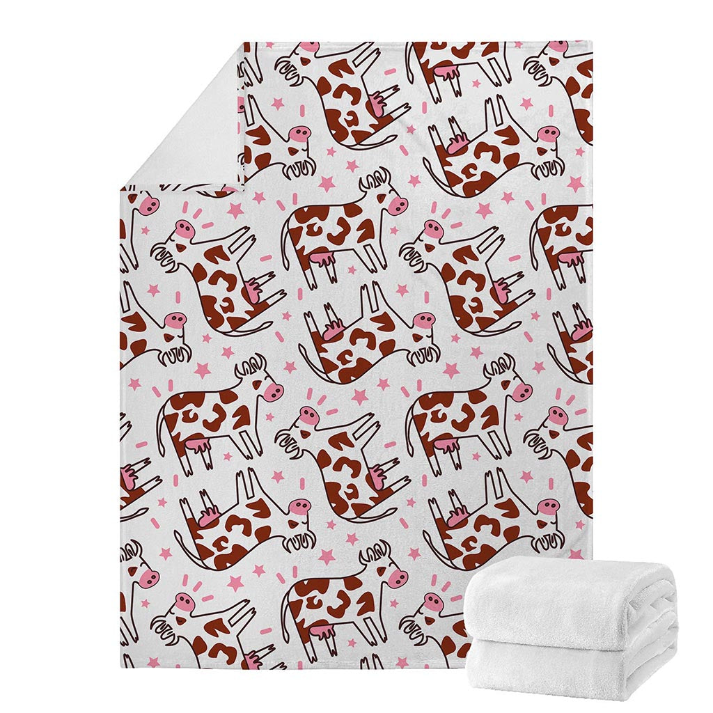 Cartoon Happy Dairy Cow Pattern Print Blanket