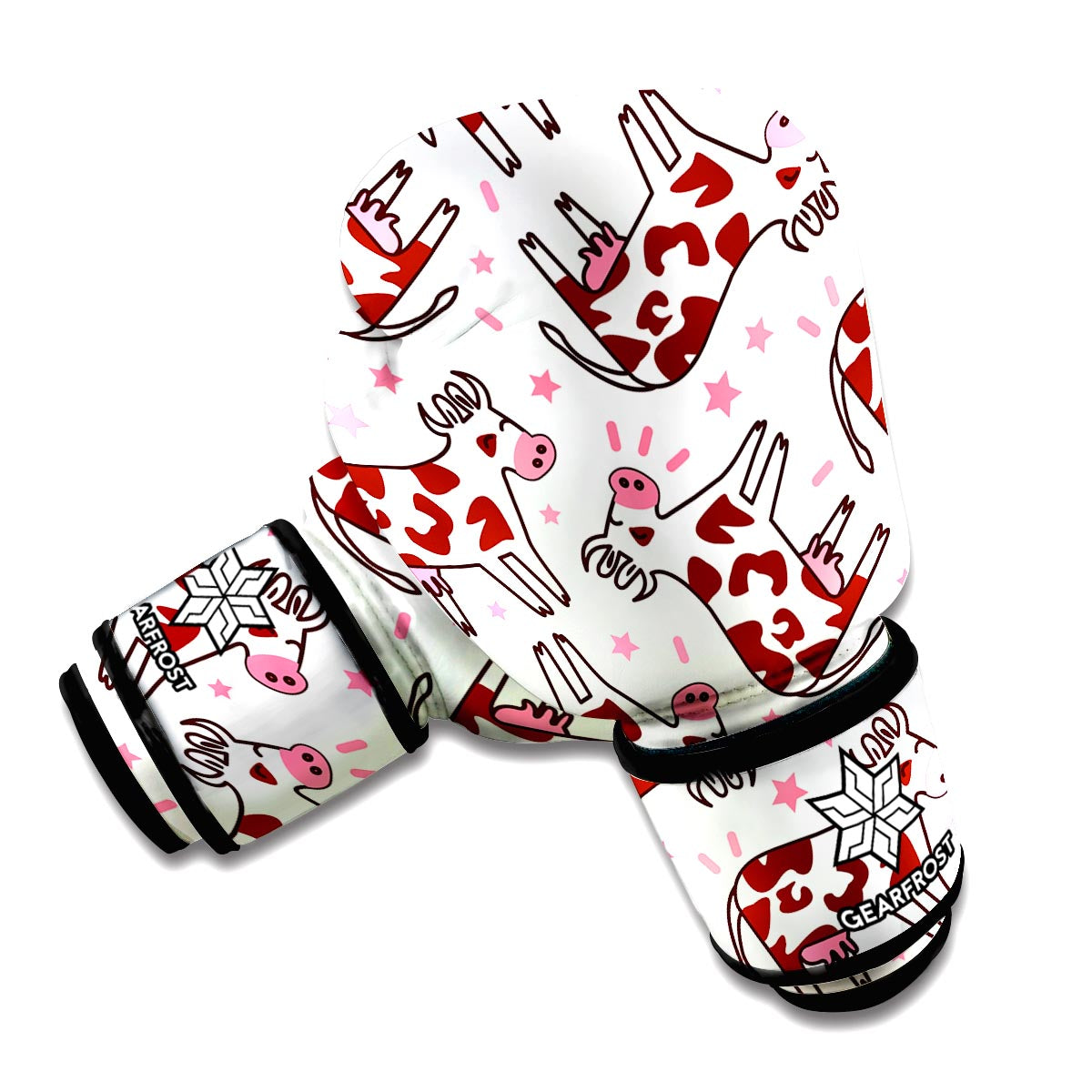 Cartoon Happy Dairy Cow Pattern Print Boxing Gloves