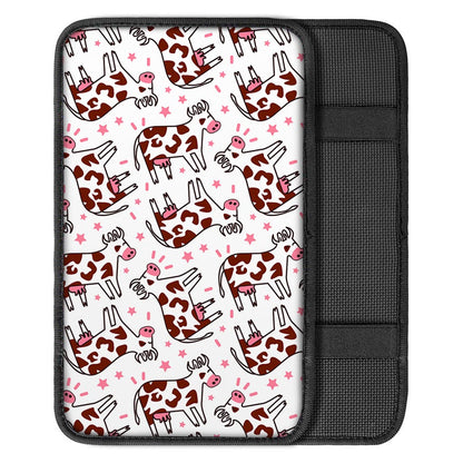 Cartoon Happy Dairy Cow Pattern Print Car Center Console Cover