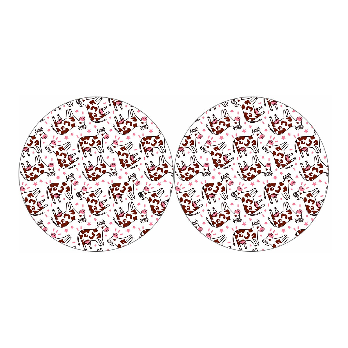 Cartoon Happy Dairy Cow Pattern Print Car Coasters