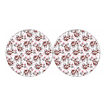 Cartoon Happy Dairy Cow Pattern Print Car Coasters