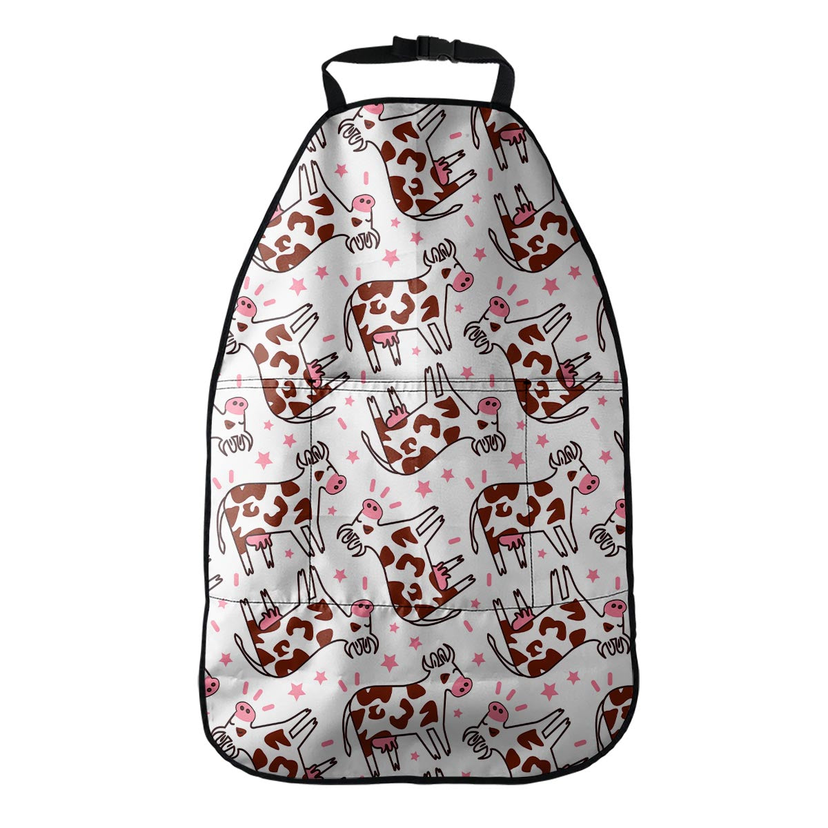 Cartoon Happy Dairy Cow Pattern Print Car Seat Organizers