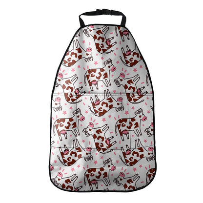 Cartoon Happy Dairy Cow Pattern Print Car Seat Organizers