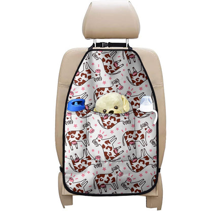 Cartoon Happy Dairy Cow Pattern Print Car Seat Organizers