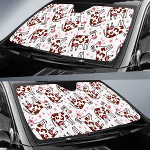 Cartoon Happy Dairy Cow Pattern Print Car Sun Shade GearFrost