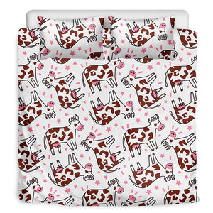 Cartoon Happy Dairy Cow Pattern Print Duvet Cover Bedding Set