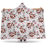 Cartoon Happy Dairy Cow Pattern Print Hooded Blanket
