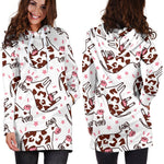 Cartoon Happy Dairy Cow Pattern Print Hoodie Dress GearFrost