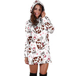 Cartoon Happy Dairy Cow Pattern Print Hoodie Dress GearFrost