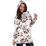 Cartoon Happy Dairy Cow Pattern Print Hoodie Dress GearFrost