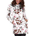 Cartoon Happy Dairy Cow Pattern Print Pullover Hoodie Dress