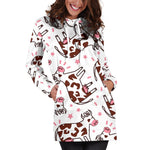 Cartoon Happy Dairy Cow Pattern Print Hoodie Dress GearFrost