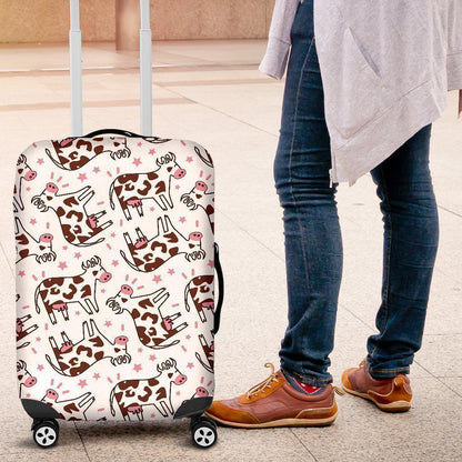 Cartoon Happy Dairy Cow Pattern Print Luggage Cover GearFrost