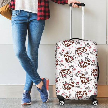 Cartoon Happy Dairy Cow Pattern Print Luggage Cover GearFrost