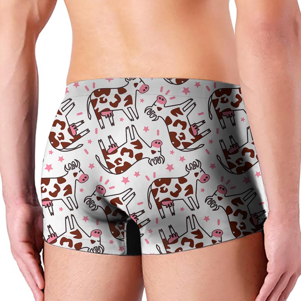 Cartoon Happy Dairy Cow Pattern Print Men's Boxer Briefs