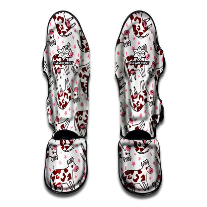 Cartoon Happy Dairy Cow Pattern Print Muay Thai Shin Guard
