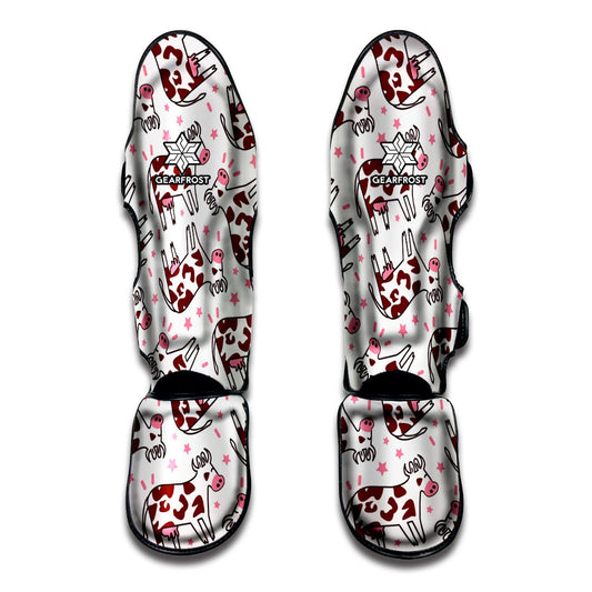 Cartoon Happy Dairy Cow Pattern Print Muay Thai Shin Guard