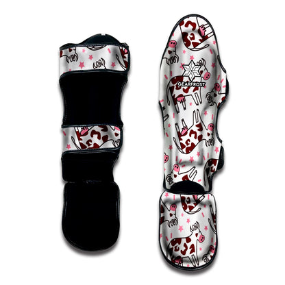 Cartoon Happy Dairy Cow Pattern Print Muay Thai Shin Guard