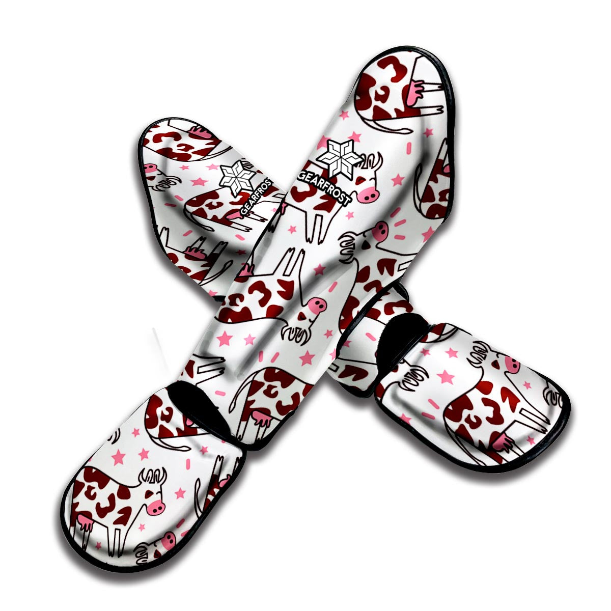 Cartoon Happy Dairy Cow Pattern Print Muay Thai Shin Guard