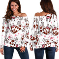 Cartoon Happy Dairy Cow Pattern Print Off The Shoulder Sweatshirt
