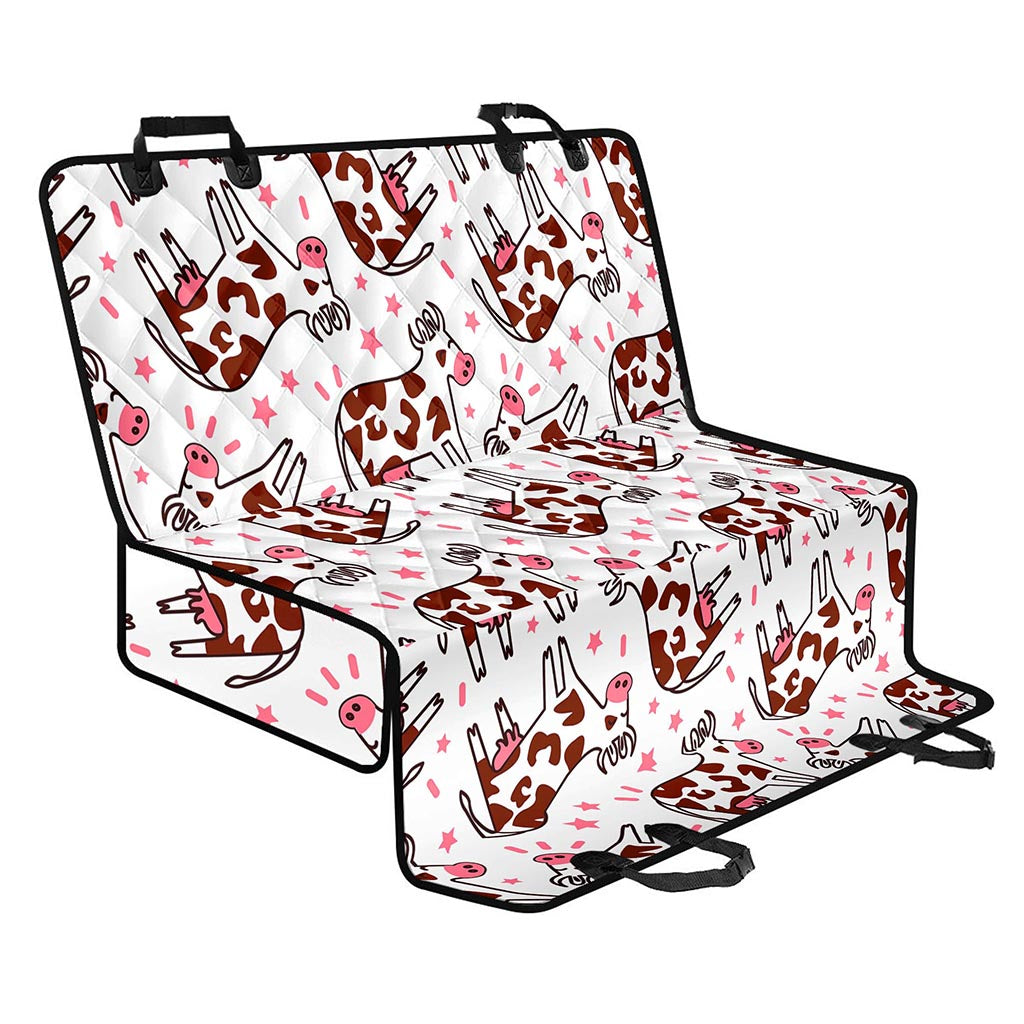 Cartoon Happy Dairy Cow Pattern Print Pet Car Back Seat Cover