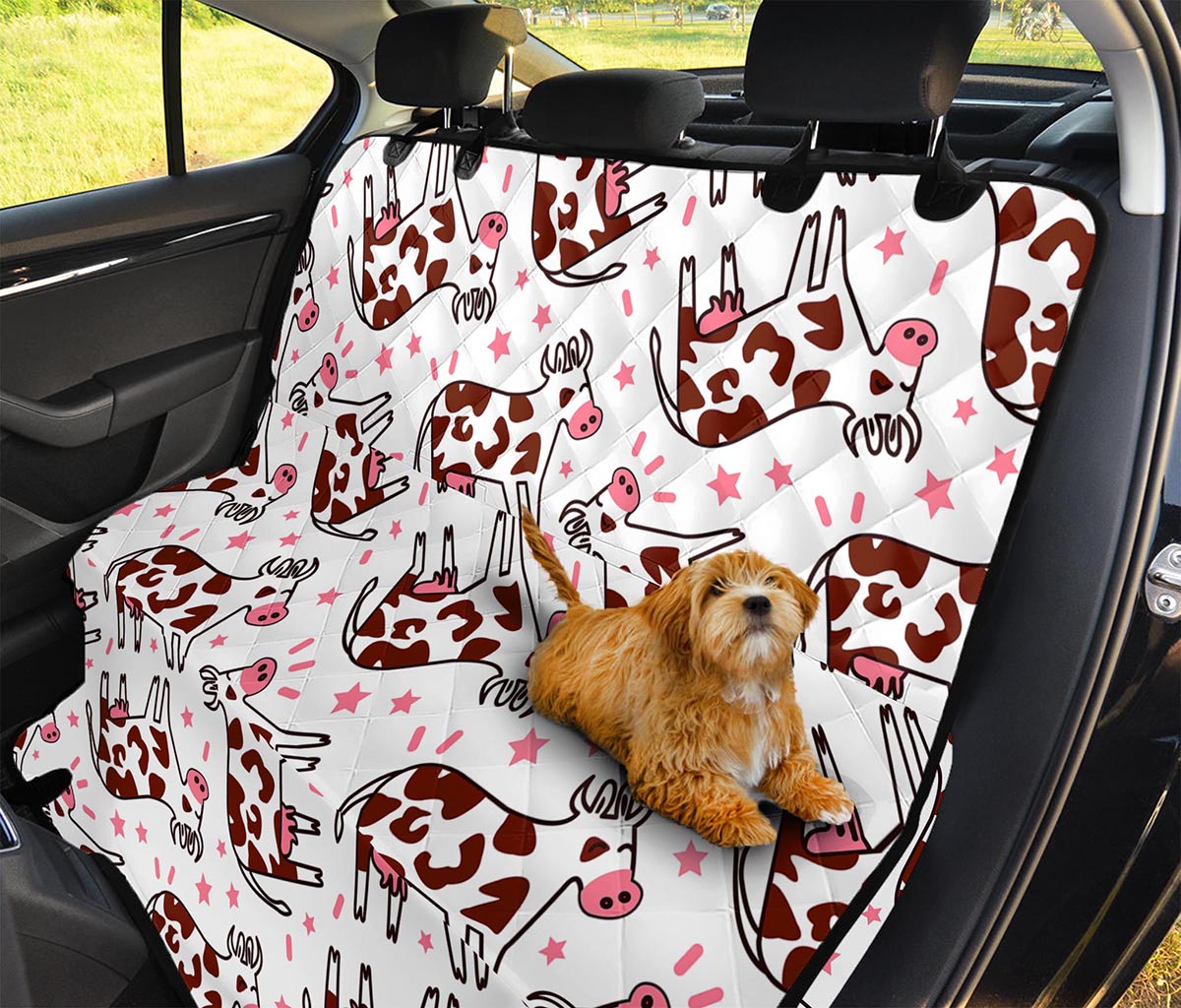 Cartoon Happy Dairy Cow Pattern Print Pet Car Back Seat Cover