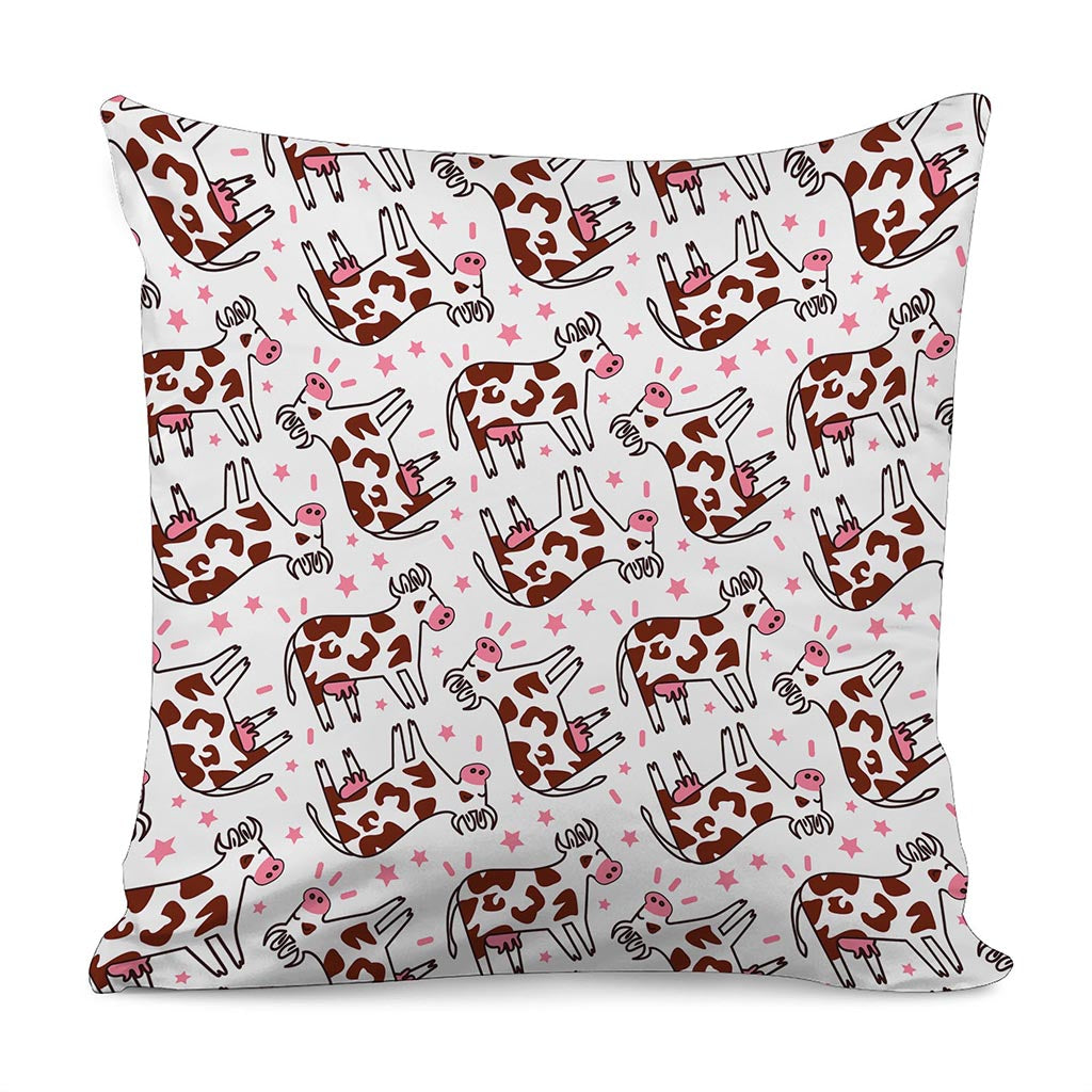 Cartoon Happy Dairy Cow Pattern Print Pillow Cover