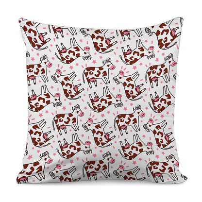 Cartoon Happy Dairy Cow Pattern Print Pillow Cover