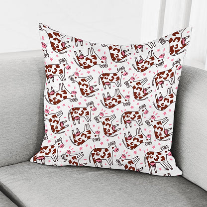 Cartoon Happy Dairy Cow Pattern Print Pillow Cover