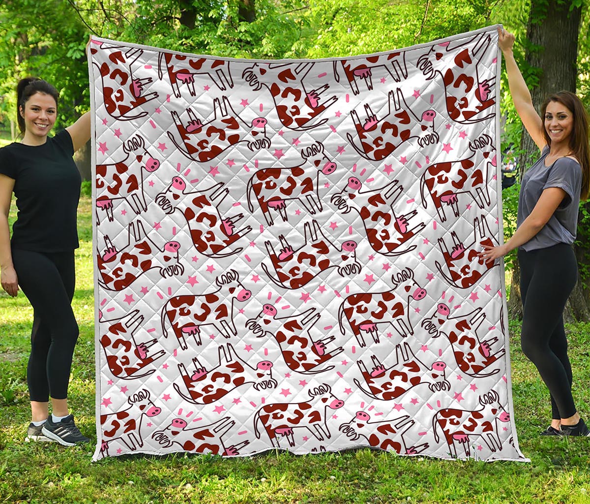 Cartoon Happy Dairy Cow Pattern Print Quilt
