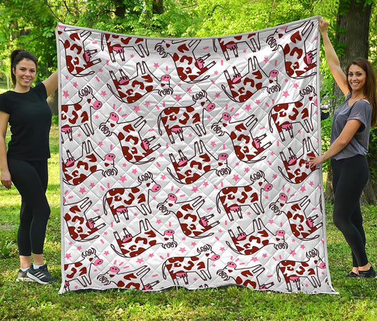 Cartoon Happy Dairy Cow Pattern Print Quilt