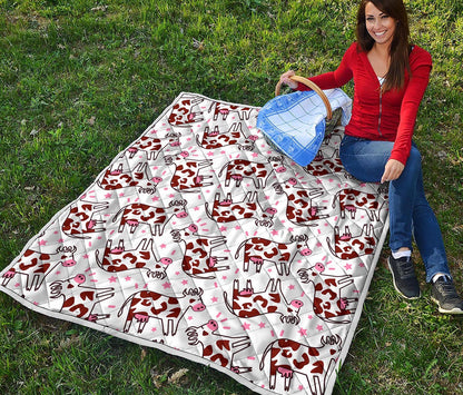 Cartoon Happy Dairy Cow Pattern Print Quilt
