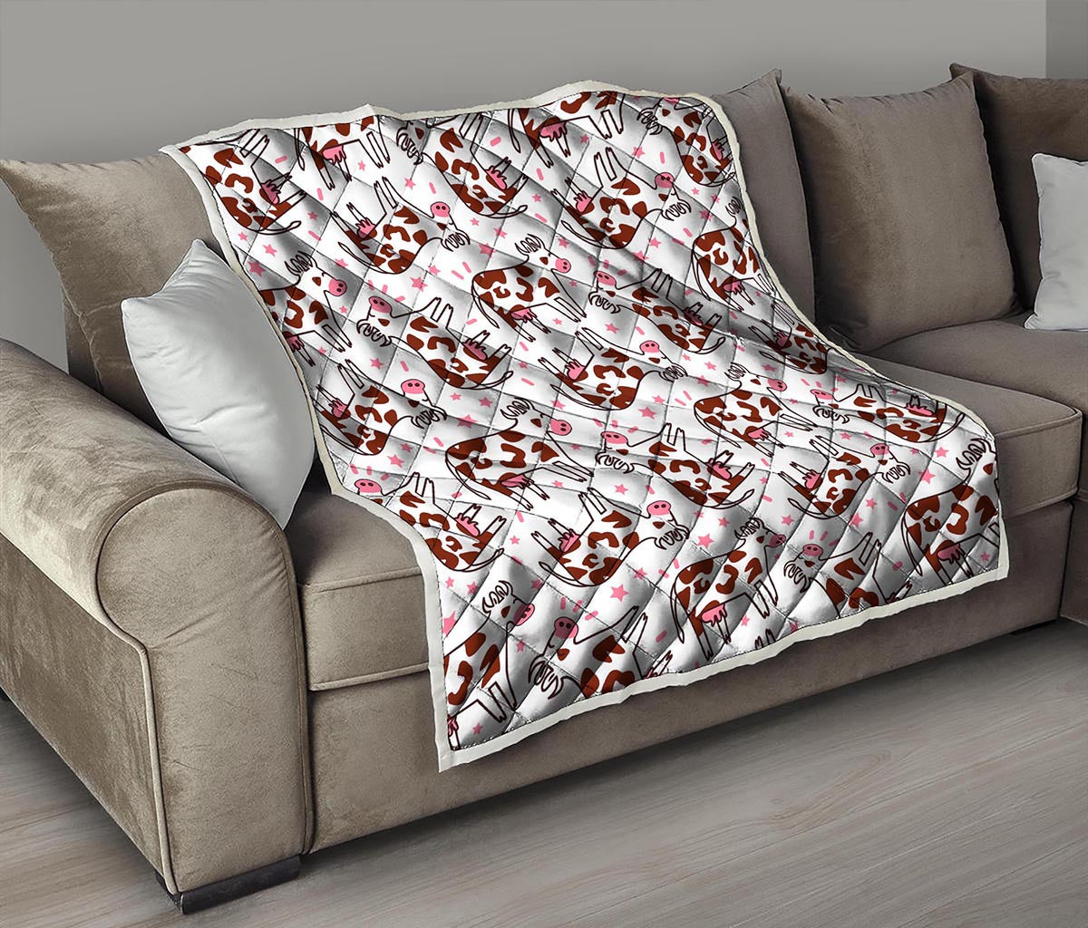 Cartoon Happy Dairy Cow Pattern Print Quilt