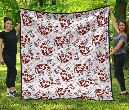 Cartoon Happy Dairy Cow Pattern Print Quilt