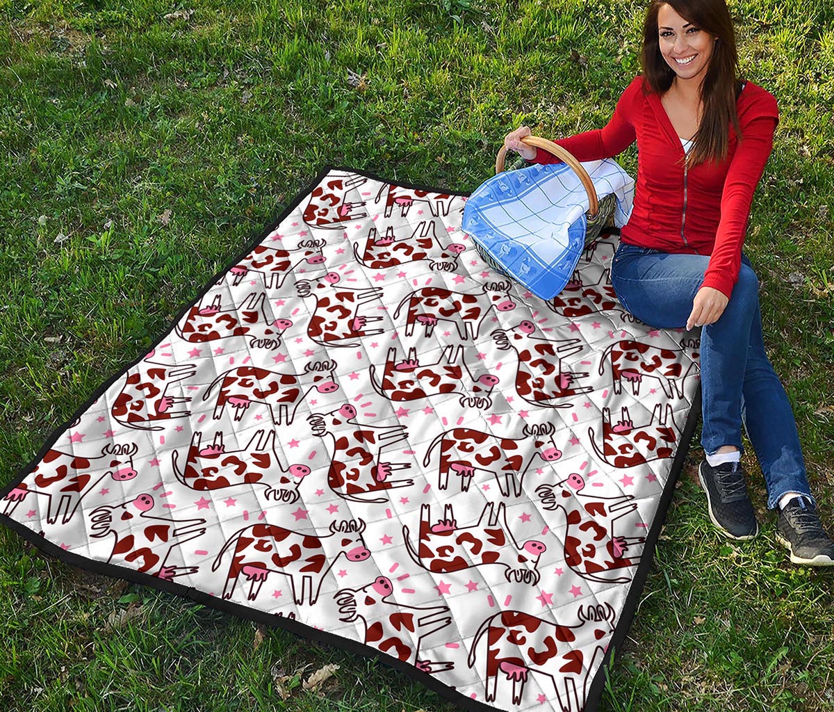 Cartoon Happy Dairy Cow Pattern Print Quilt