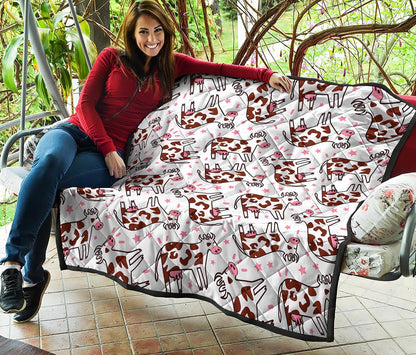 Cartoon Happy Dairy Cow Pattern Print Quilt