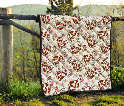 Cartoon Happy Dairy Cow Pattern Print Quilt
