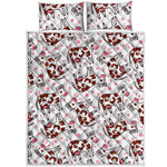 Cartoon Happy Dairy Cow Pattern Print Quilt Bed Set