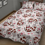Cartoon Happy Dairy Cow Pattern Print Quilt Bed Set