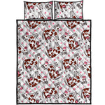 Cartoon Happy Dairy Cow Pattern Print Quilt Bed Set