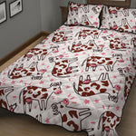 Cartoon Happy Dairy Cow Pattern Print Quilt Bed Set