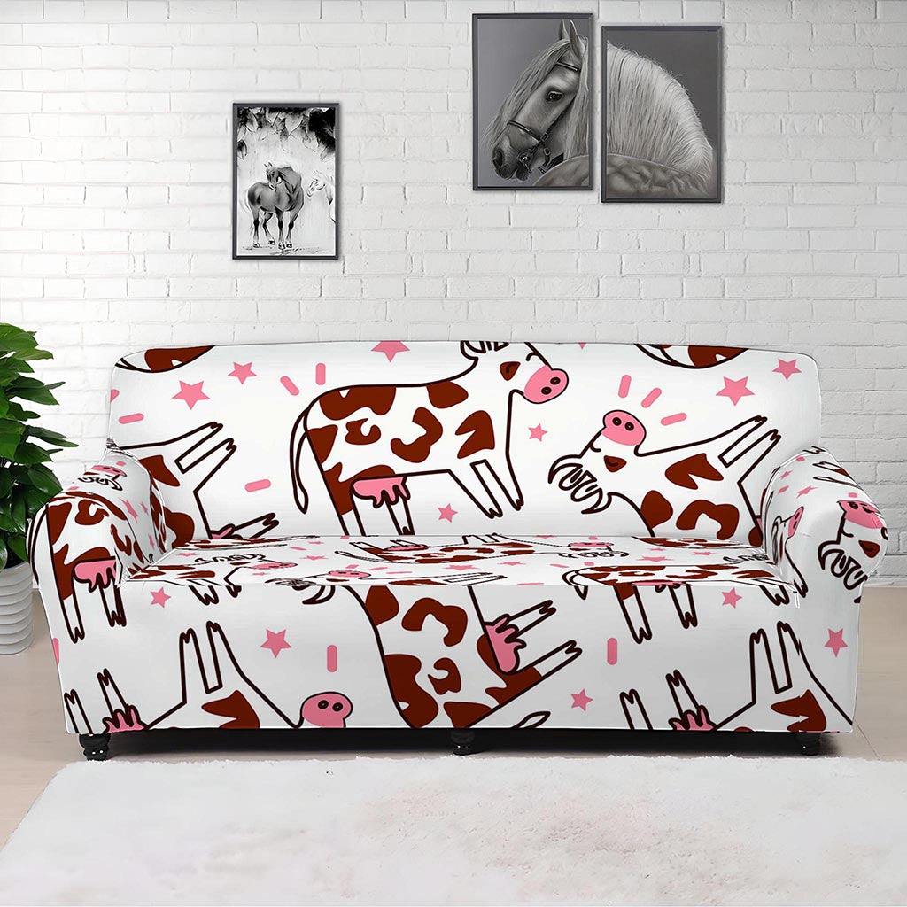 Cartoon Happy Dairy Cow Pattern Print Sofa Cover