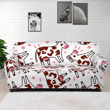 Cartoon Happy Dairy Cow Pattern Print Sofa Cover