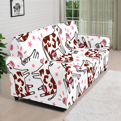 Cartoon Happy Dairy Cow Pattern Print Sofa Cover