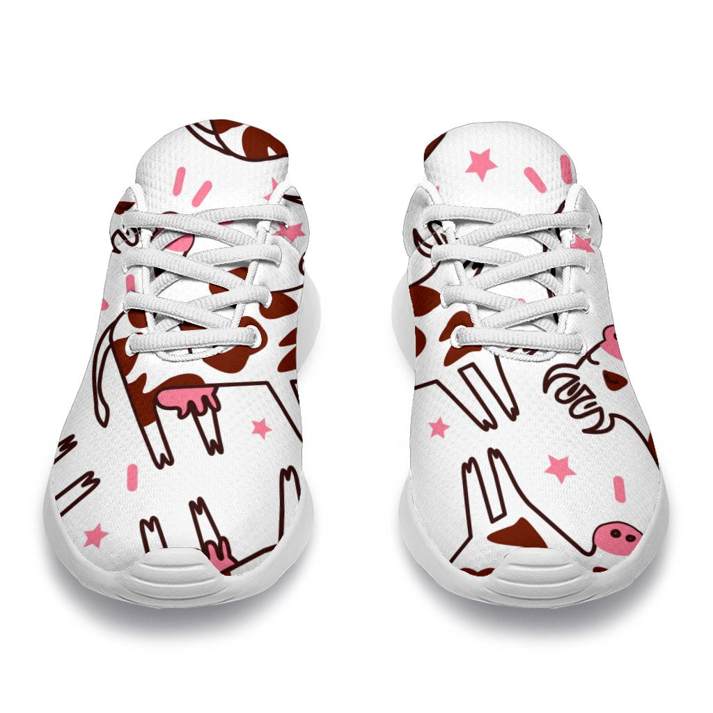 Cartoon Happy Dairy Cow Pattern Print Sport Shoes GearFrost