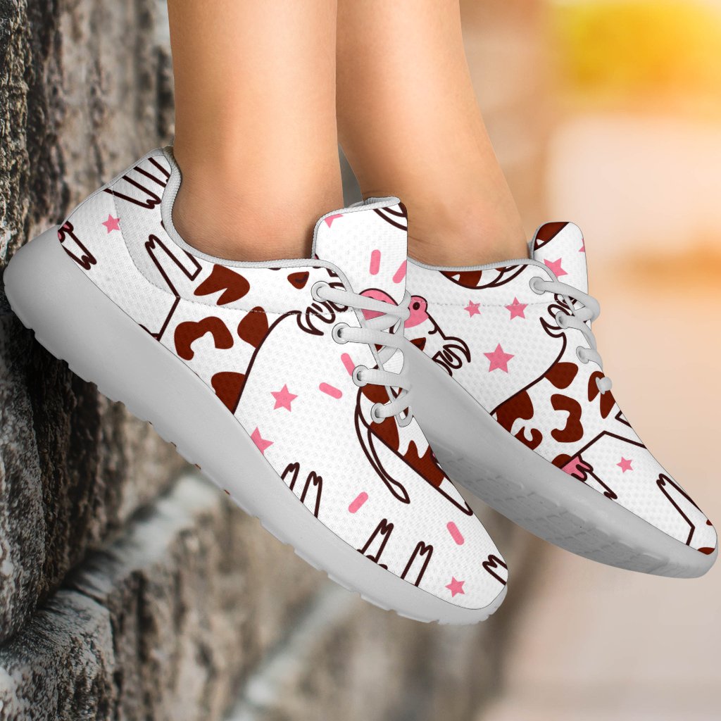 Cartoon Happy Dairy Cow Pattern Print Sport Shoes GearFrost